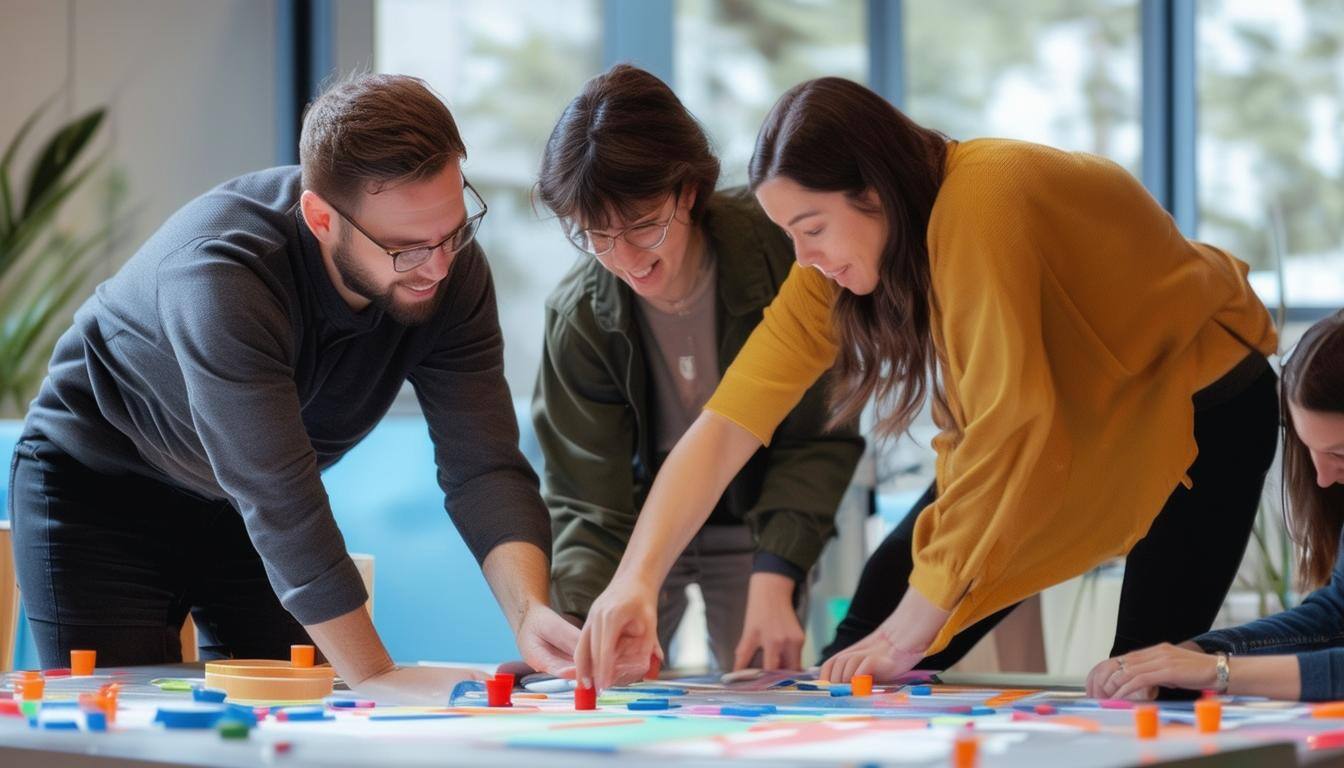 A team collaborating at a strategic planning retreat